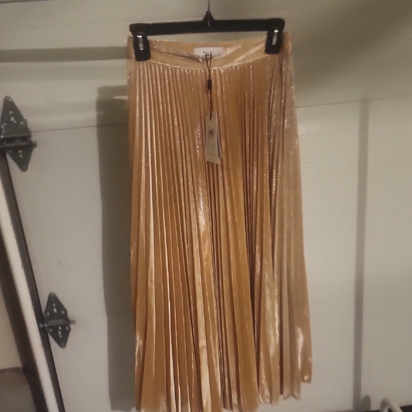 Reiss Alessi Metallic Pleated Midi Skirt Size 4 - Picture 4 of 7